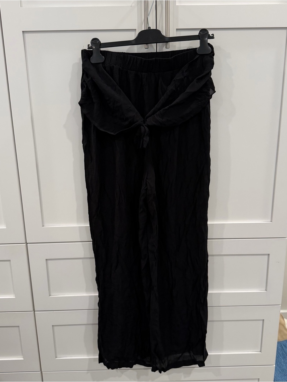 Cupshe Black Wide-Leg Tie-Waist Pants